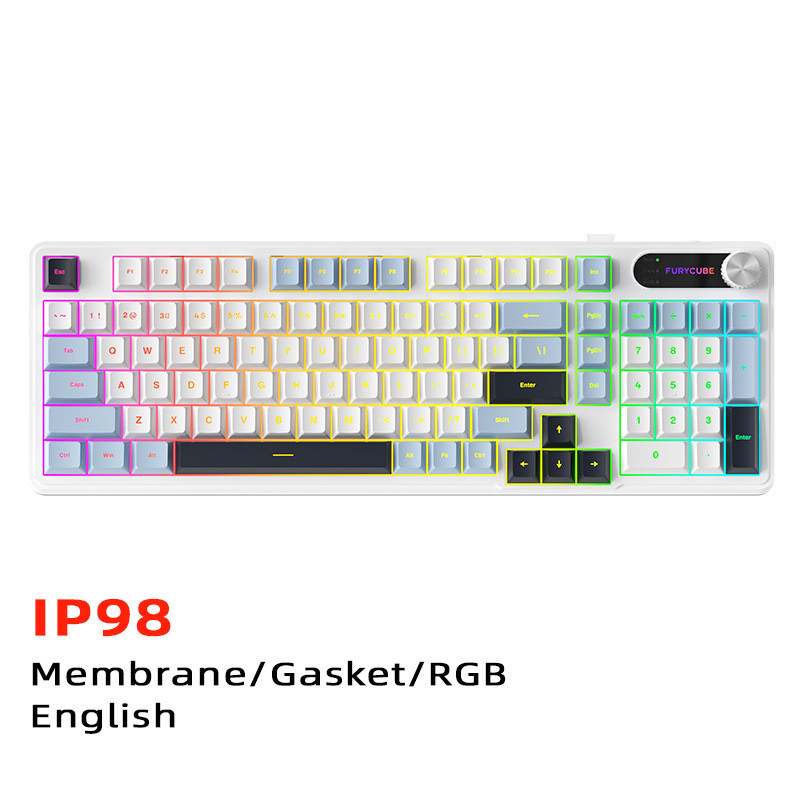 FURYCUBE IP98 Mechanical Feel คีย์บอร์ดกันน้ําคอมพิวเตอร์เกมเล่นเกม High-Appearance คีย์บอร์ดเงียบแบ