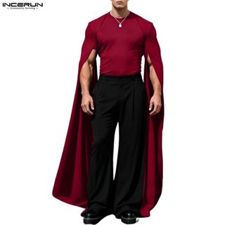 INCERUN เสื้อยืดแขนยาว สไตล์เวอร์จิน เอเลแกนท์ ครุย์นีค สลิท…