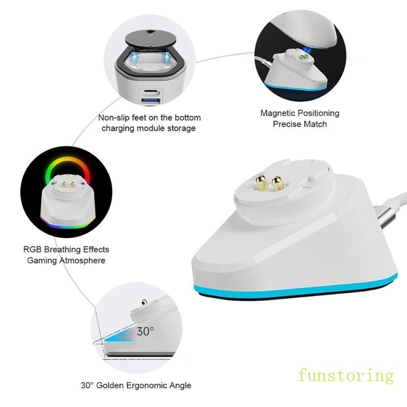 FUN แท่นชาร์จเมาส์สําหรับเล่นเกมแม่เหล็กแท่นชาร์จสําหรับ G703Hero G903Hero GPW1 2 3 เมาส์