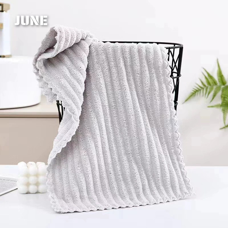 ผ้าขนเป็ด ขนาด ️35×75cm️ ผ้าเช็ดหน้า เช็ดตัว ผ้าขนลายคลื่น หนา นุ่ม สำหรับเช็ดผม