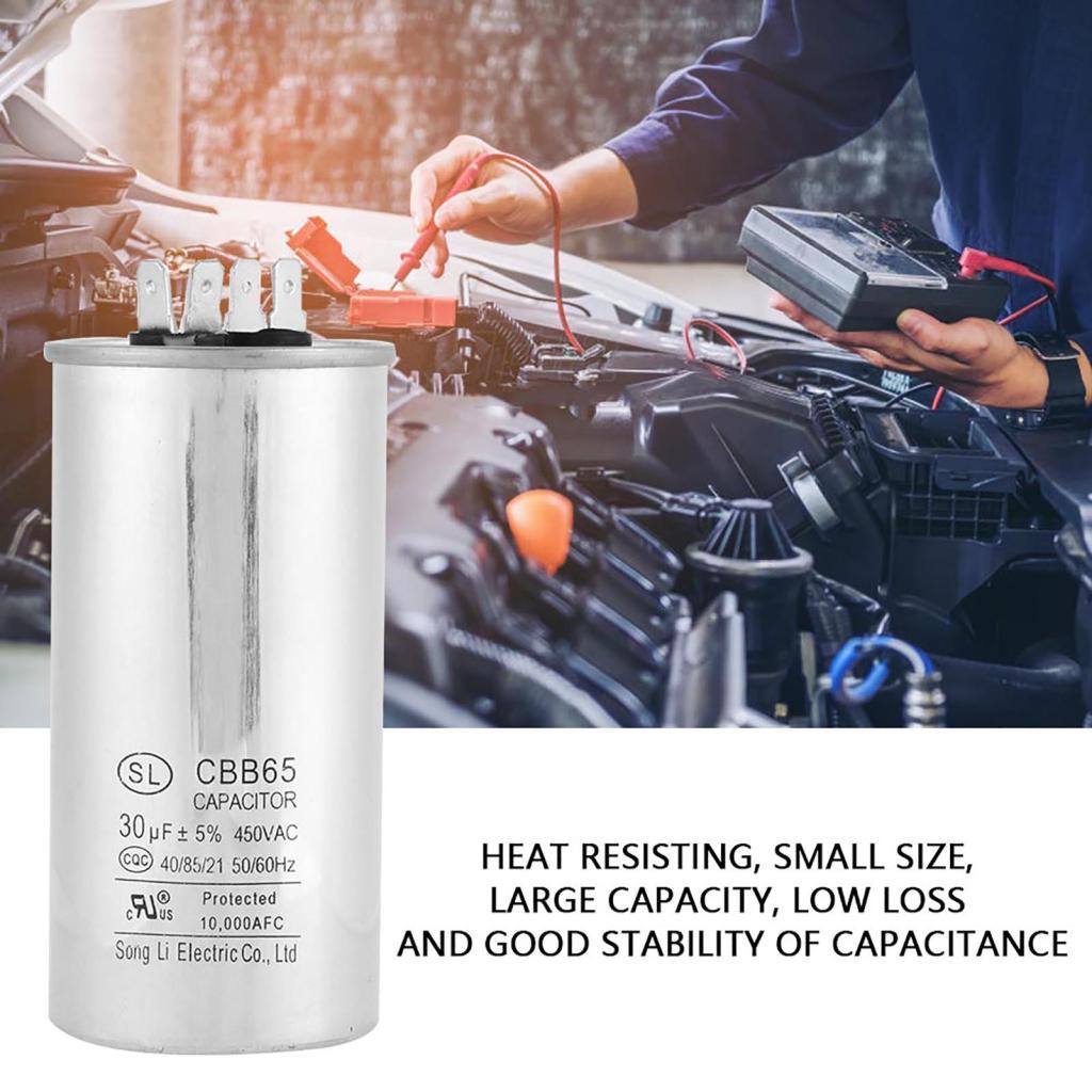 Dkkioau CBB65A-1 AC Motor Run Capacitor 450V 30uF เปลือกโลหะทรงกระบอกสําหรับเครื่องปรับอากาศคอมเพรสเ