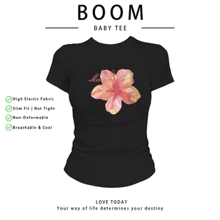 COD（จัดส่งภายใน 24 ชั่วโมง）เสื้อสาวอวบ เสื้อครอปท็อป แขนสั้น babytee สไตล์เกาหลี y2k T-shirt | FLOWER