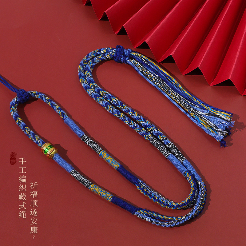 สร้อยคอมัดด้วยเชือกฝ้ายม้วนมือทิเบต สำหรับหญิง TXT011801