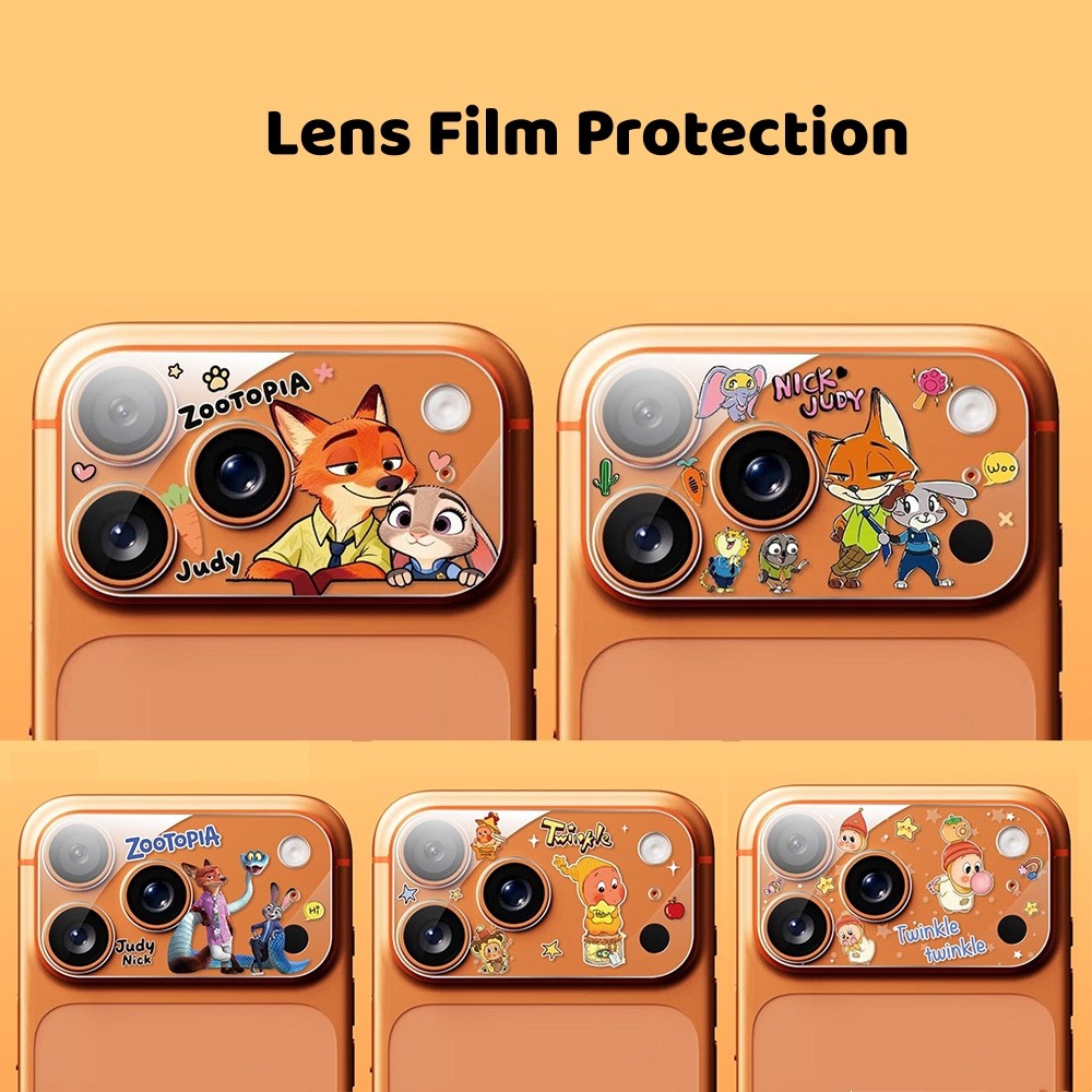 การ์ตูนกระต่าย Fox Star คนเลนส์กล้องสําหรับ iPhone 17 Pro Max 16 Pro Max 15 Pro Max 14 Pro Max กล้องกระจกนิรภัยโปร่งใส