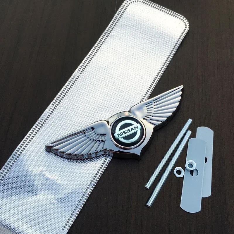 3D ปีกรถด้านหน้า Grille Emblem ด้านหลัง Badge สติกเกอร์สําหรับ Nissan Elgrand Juke 350Z 370Z Kicks M