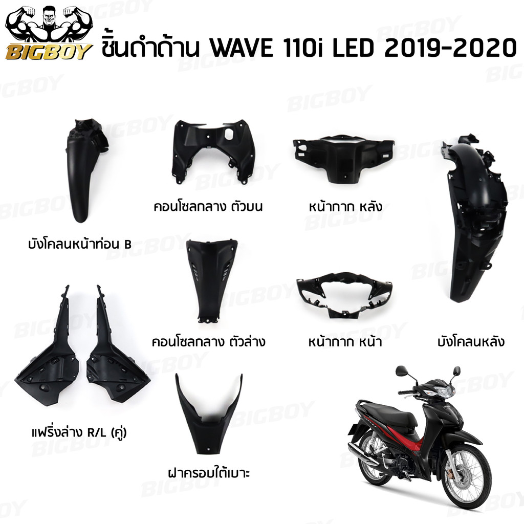 ชิ้นดำเวฟ110i LED ชิ้นดำด้านเวฟ Wave110i LED (2019-2020) ชิ้นดำHonda Wave110i LED ชิ้นพลาสติกดำเวฟ110i LED NCA​​​​​​​