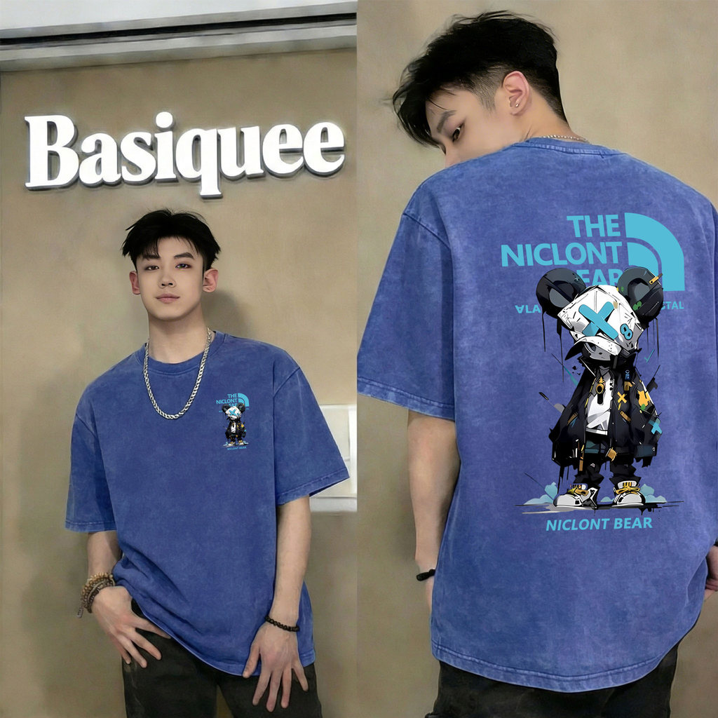 Basi💥เสื้อแฟชั่น เสื้อยืด oversize ผ้าฝ้าย100% แนวสตรีท ไม่ต้องรีดผ้า สวมใส่สบาย ผ้านิ่ม  ลาย  "THE NICLONT02"