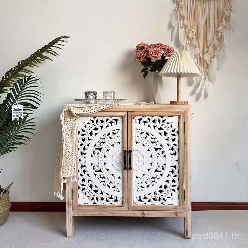 ท่อตู้ด้านข้างห้องนั่งเล่นแกะสลักตู้ตู้ตกแต่งรับประทานอาหารตู้ตู้อเมริกัน Log Pastoral Entrance Stor