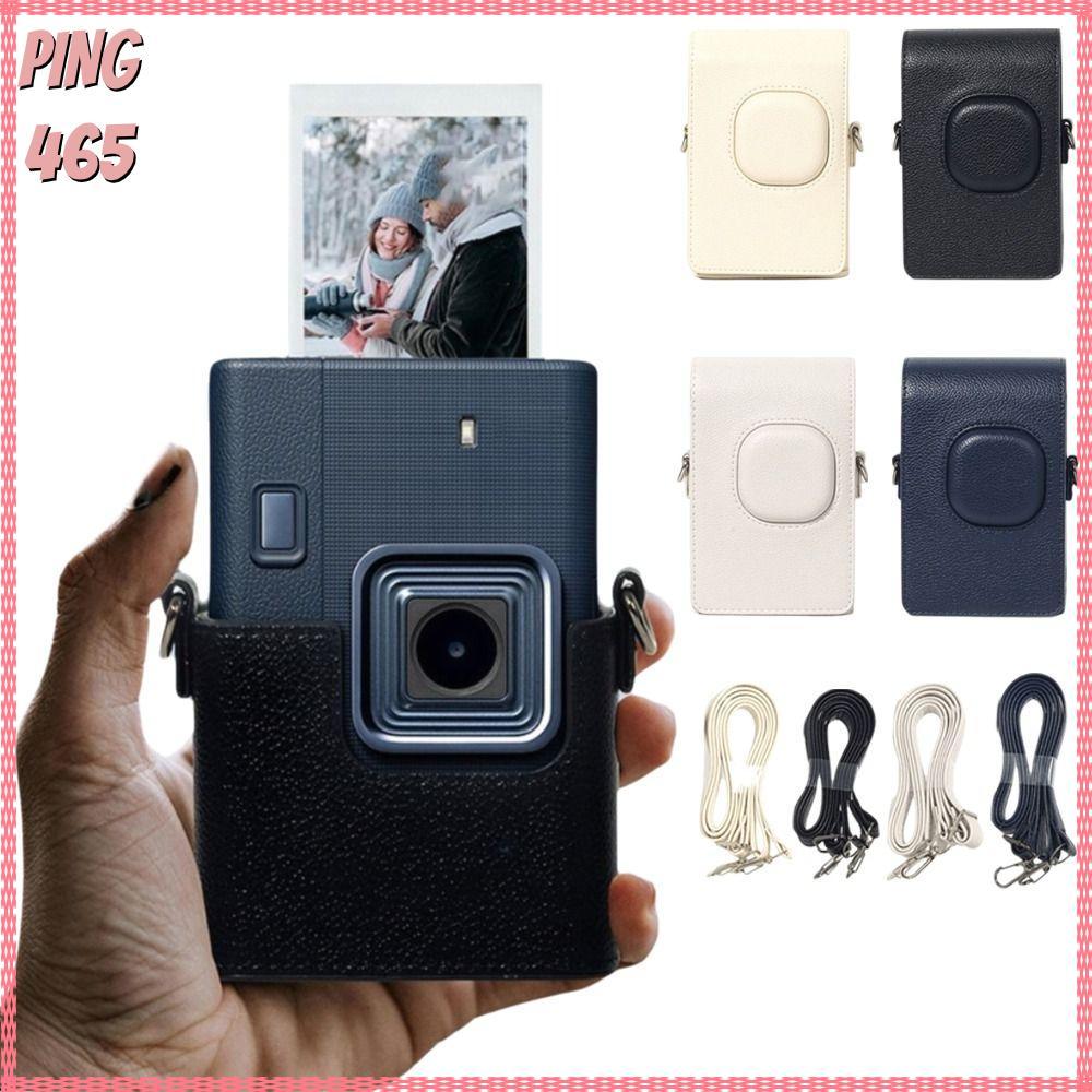 PINGD เคสหนัง Instax Mini LiPlay+/gen2 เคสกล้อง เคสป้องกันกล้อง กับสายคล้อง