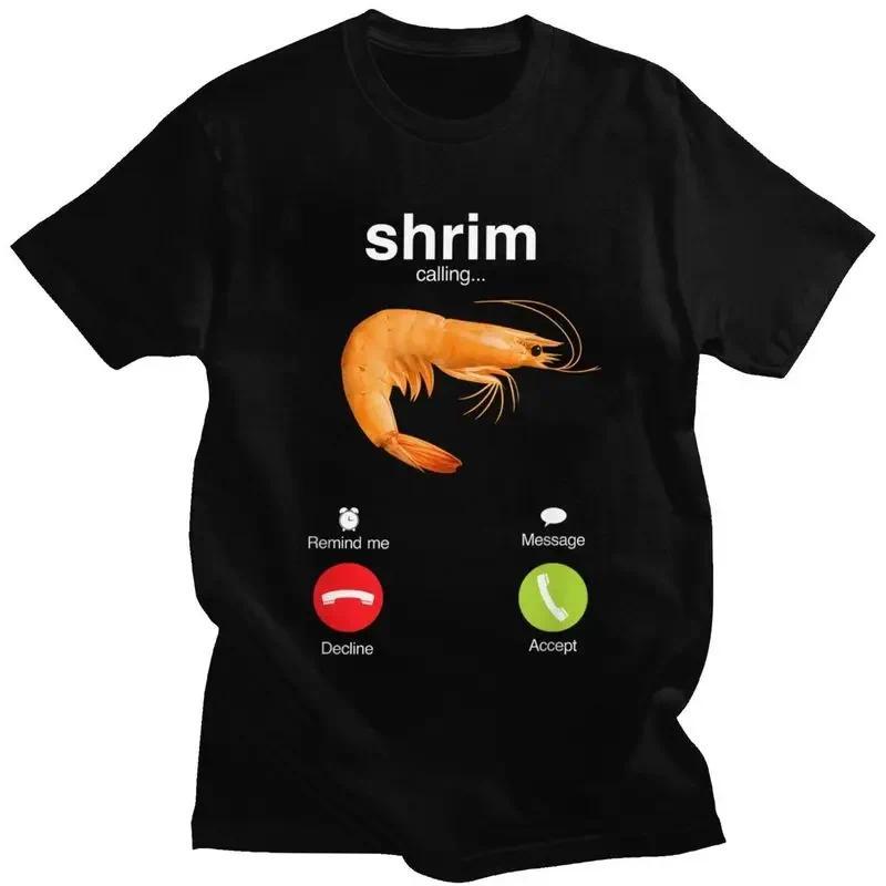 Calling T-Shirt Women's Short Sleeve Funny Shrimp Meme T-Shirt Street Style T-Shirt Top Women Clothi