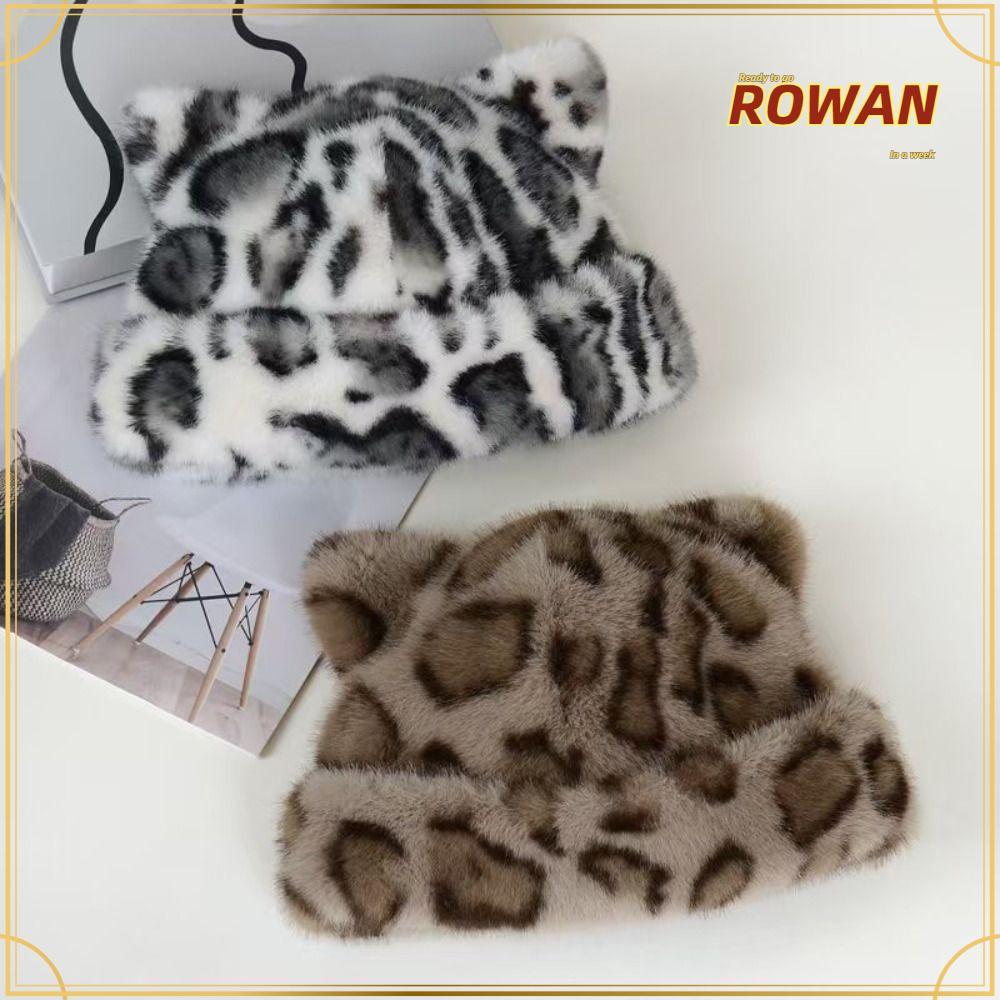 ROWANTH หมวกฤดูหนาว, หูน่ารัก Warm Fluffy Fur Bucket หมวก, แฟชั่น Snowy Day ป้องกันหูหมวกปานามานุ่มผู้หญิง
