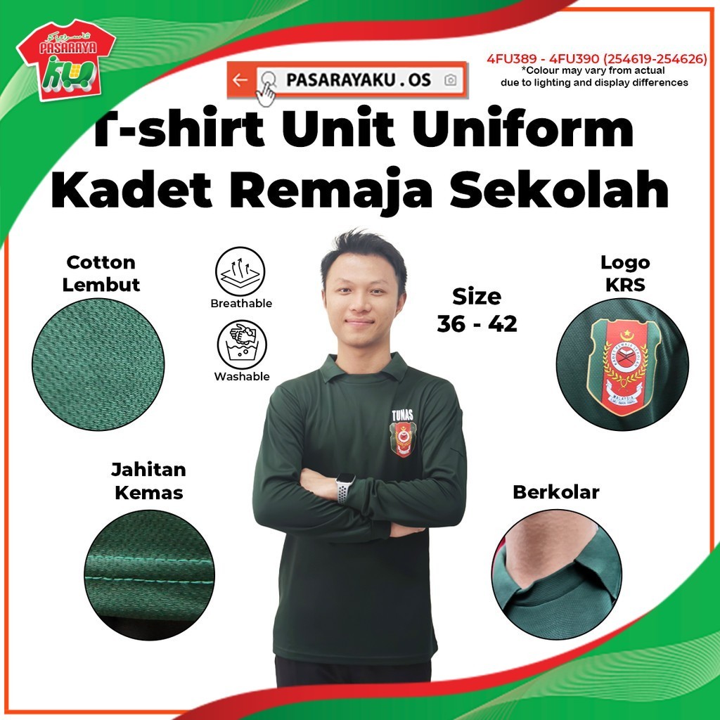 เสื้อยืดคอปก Katese Remaja (KRS) ชุด Sekolah แขนสั้น & แขนยาว Baju ชุด Pelajar 4FU389&4FU390