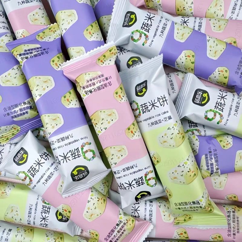 蓓嘉乐九蔬米饼能量棒芝麻九种蔬菜夹心米果饼干粗粮早餐零食休闲1.27Beijiale Nine Vegetable Rice Cake Energy Bar Sesame Nine Kinds of 