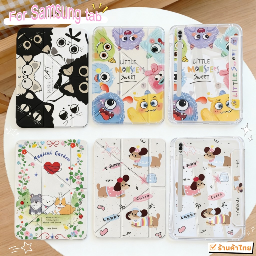 เคสหนังอะคริลิคใสfor Samsung Galaxy Tab A9+ A11+ S9 S10Lite S10FE A8 S6Lite S9FE+ใส่ปากกาไดรูปตัว Y