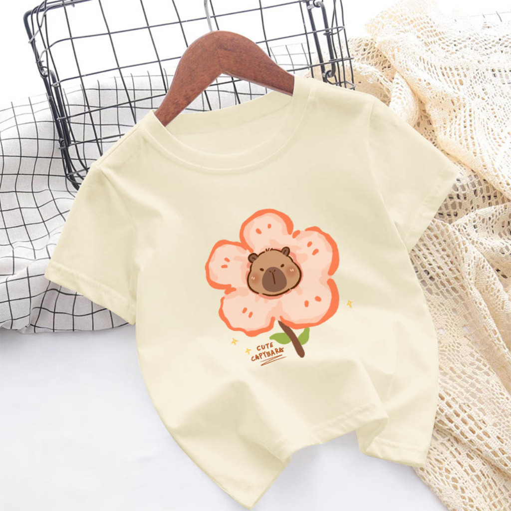 เสื้อยืดแขนสั้นสีขาวสำหรับเด็กในฤดูร้อน ทรงหลวมเรียบง่าย รูปหัวใจ เสื้อซับในเด็ก - รูปที่ 4