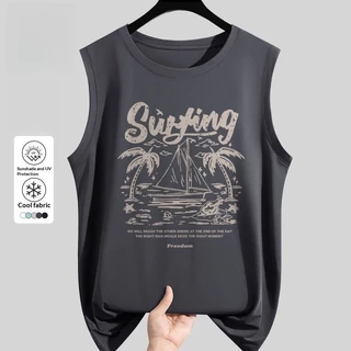 🌈มีหลายแบบ🌈เสื้อยืดแขนกุดผู้ชาย ลายทรอปิคอล🌴 สไตล์ชายหาด ใส่เที่ยวฤดูร้อน ☀️