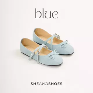 🚗 ส่งด่วน กทม - Emily รองเท้า Mary Jane [ Sz.36-43 ] ผ้ายีนส์กากเพชร