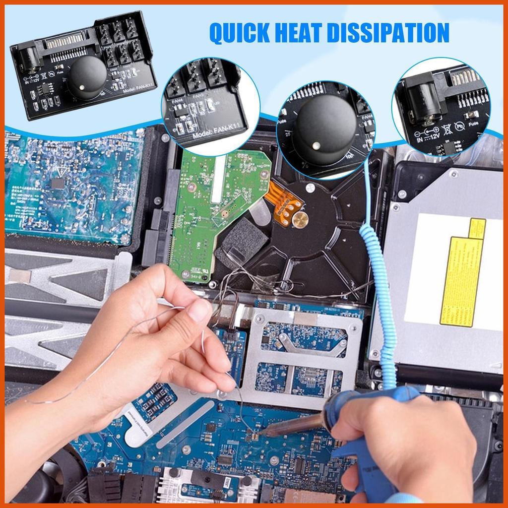 Pwm ตัวควบคุมพัดลม Pwm Fan Splitter Hub 4 Pin Interface Cooling Accessories for Workstation Server G