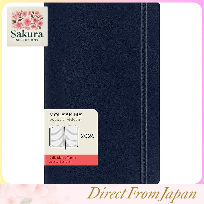 Moleskine Planner 2026 January Start 12-Month Daily Diary Large Size (13cm x 21cm) Softcover Sapphir