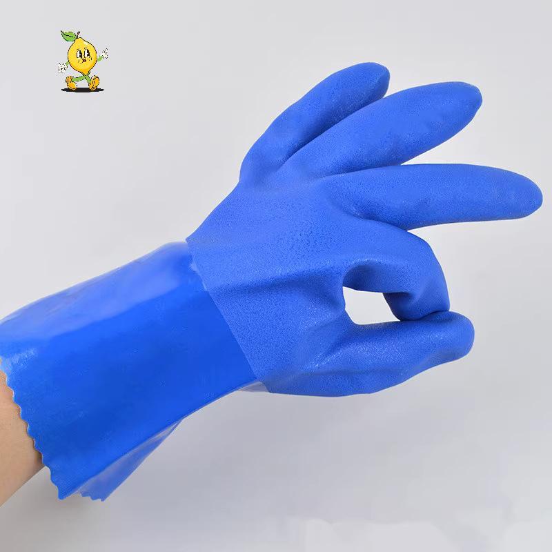 [mozh] ถุงมือยางอุตสาหกรรม PVC กันลื่น Thiening ป้องกันการกัดกร่อนเคมีถุงมือป้องกันแรงงานกันน้ําทนต่อการสึกหรอ [TH]