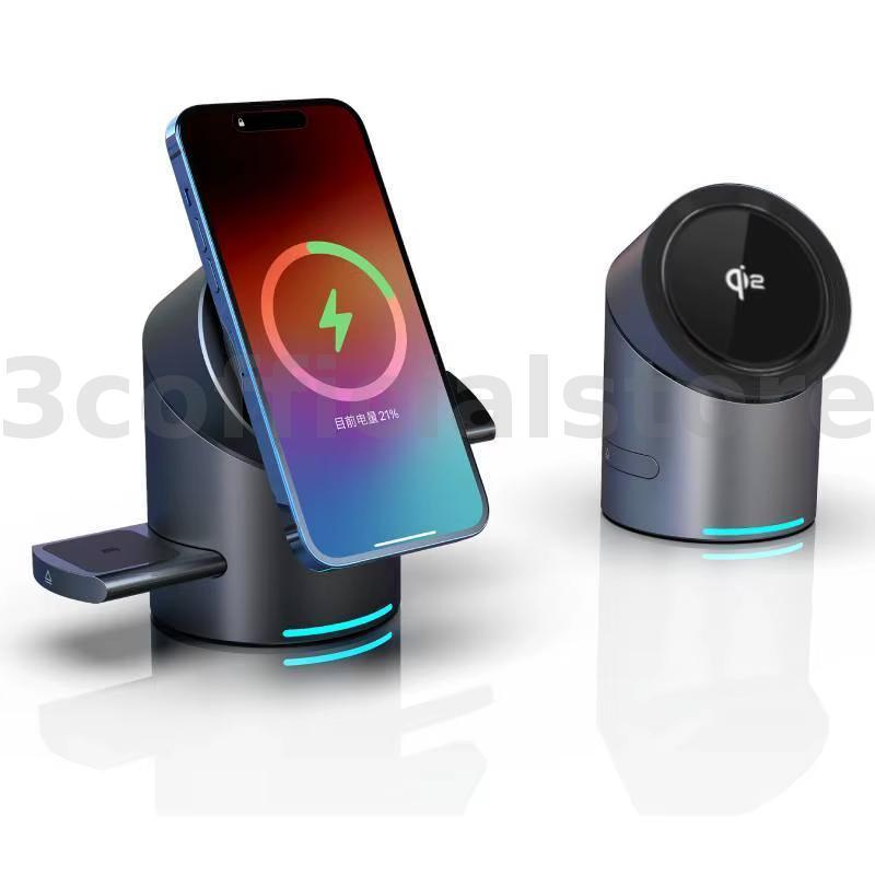 MOYI CBT-10 15W 3-in-1 Wireless Charger Fast Wireless Charging Station สําหรับโทรศัพท์สมาร์ทสําหรับ 