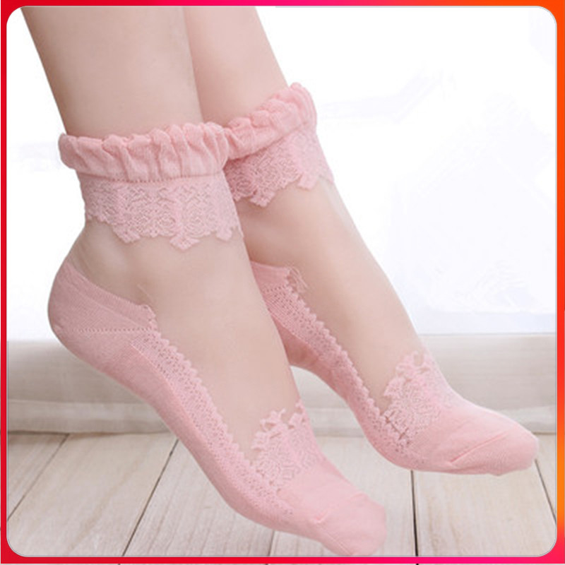 Loli Baroque Soft Girl Lace Lace Transparent Stocking Glass Stocking Short Stocking Stacking Stockin