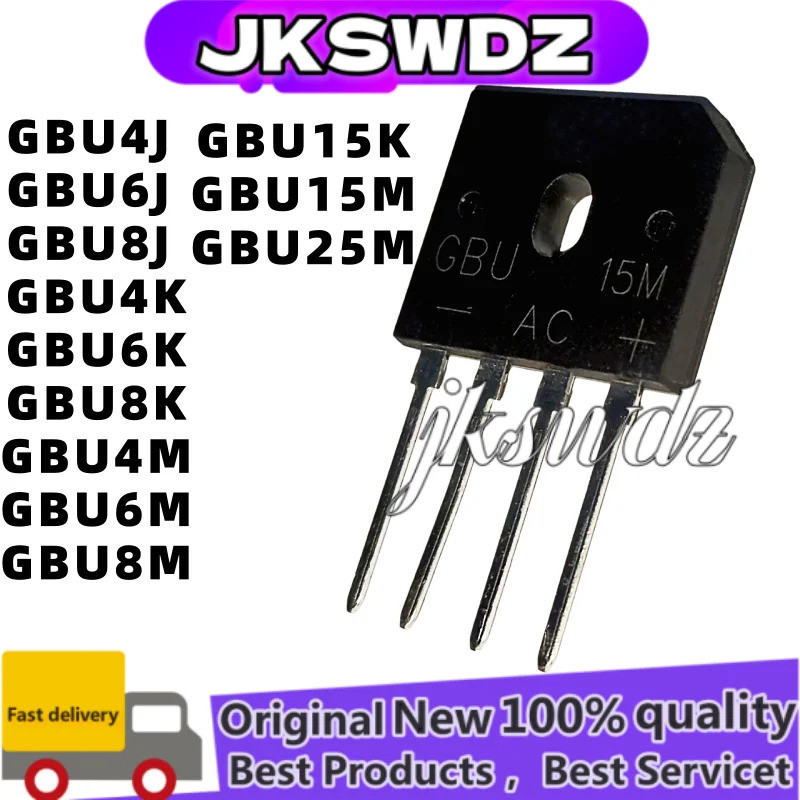 5PCS GBU4K GBU8J GBU8M GBU6J GBU25M GBU6M GBU4M GBU15K GBU6K GBU8K GBU4J GBU15M DIP-4M ใหม่ Bridge R