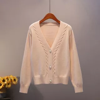 เสื้อคาร์ดิแกนถักสไตล์หวาน ทรงหลวม สไตล์ฤดูใบไม้ร่วงและฤดูหนาว