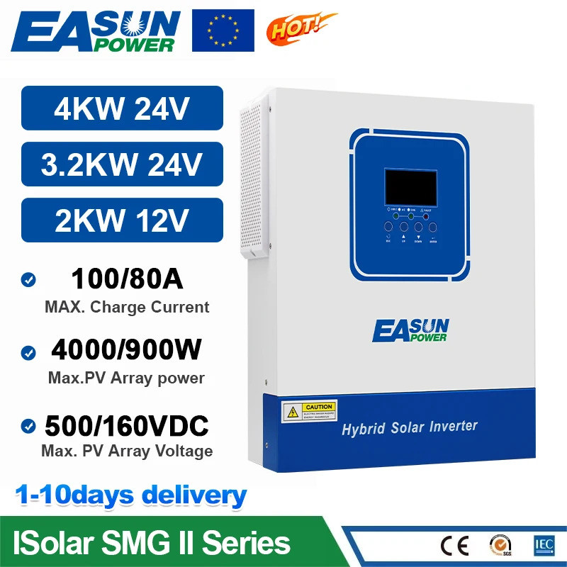 EASUN POWER Hybrid Solar Inverter 4KW 2KW Pure Sine Inverter 24V 12V Dropshipping Solar Inverter Cha