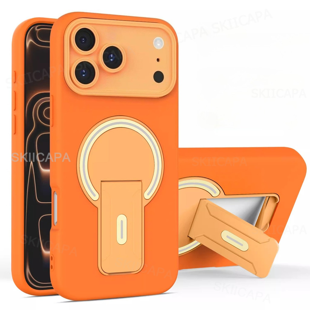 Kickstand เคสโทรศัพท์แม่เหล็กสําหรับ iPhone 17 Pro Max 16 Plus 15 Pro 14 13Pro ไร้สายชาร์จ Matte Translucent Cover