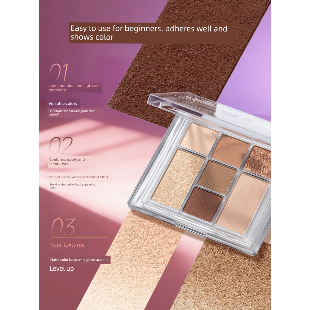 พับแต่งหน้า ไฮไลท์ Ukiss Eyeshadow Palette Contouring All-in-One Palette เจ็ดสี High Gloss Matte Ear