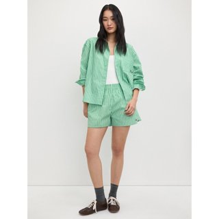 [Pomelo] กางเกงขาสั้นลายทางเอวยางยืด / Striped Pattern Elast…