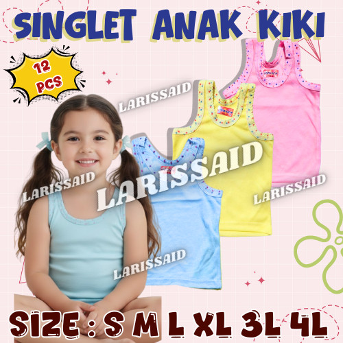 1 โหล (12 ชิ้น) เสื้อกล้ามเด็ก / เสื้อกล้ามเด็ก KIKI Plain Color Amazing Shop Surabaya