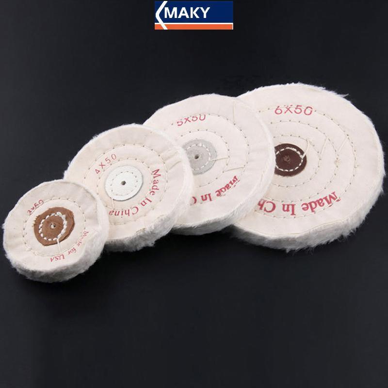 MAKY 3/4/4/5/6/7/8 "ล้อ Buffing ล้อขัดผ้าฝ้าย Lint ผ้า Buffing ล้อทองเงินเครื่องประดับกระจกล้อขัด Flannelette TH