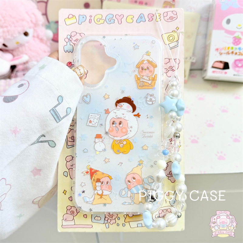 เคสไอโฟน 17 เหมาะสำหรับ IPhone 17 12 15 11 14 16 13 Pro Max 15 Plus 14 Plus16 Plus เคสโทรศัพท์ลายตุ๊กตาหิมะและดาว