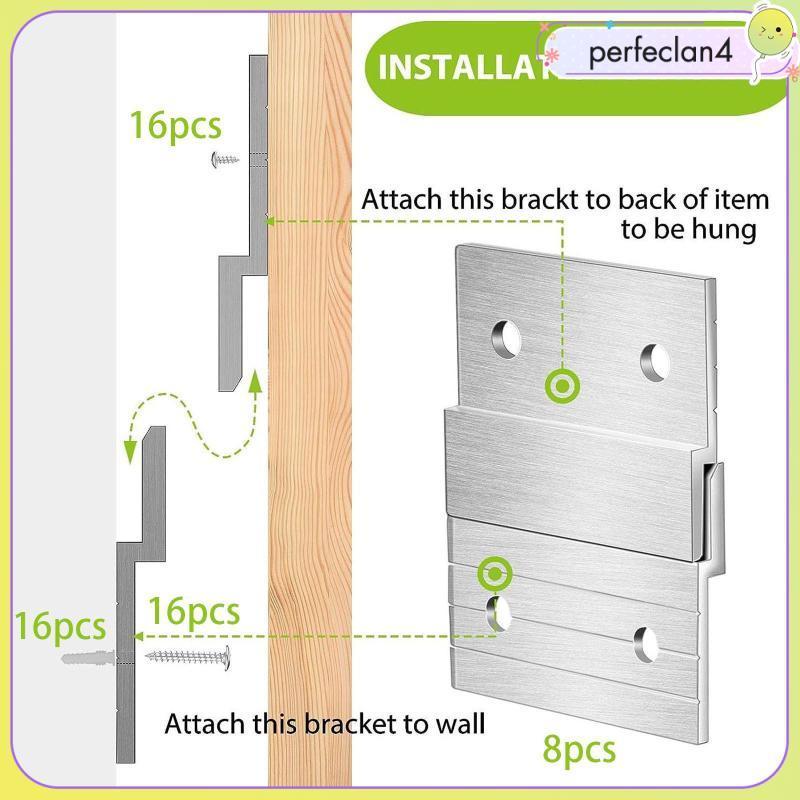 [Perfeclan4] 8 คู่ French Cleat Picture Hanger Heavy Duty สําหรับแผงงานศิลปะไวท์บอร์ด