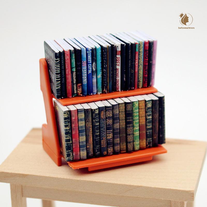 [PE] 1:12 ตุ๊กตาจําลองมินิหนังสือตู้หนังสือชั้นวางหนังสือตุ๊กตาห้องทํางานตกแต่งตุ๊กตาเครื่องใช้ในบ้า