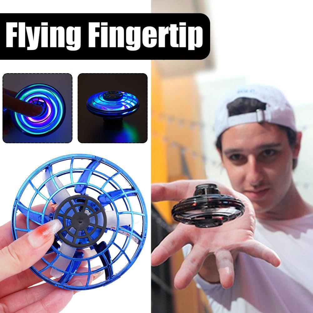 Flying ปลายนิ้ว Gyroscope UFO Sensing ของเล่นเด็ก UFO ของเล่นเทคโนโลยี Black Whirlpool N8Y5