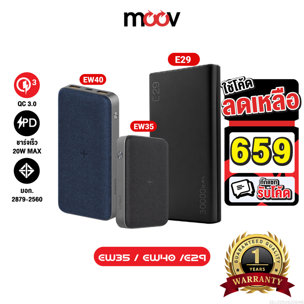 [659บ.โค้ดคุ้ม] Orsen by Eloop E29 30000mAh / EW40 20000mAh / EW35 10000mAh แบตสำรอง PD 18W / 20W Po