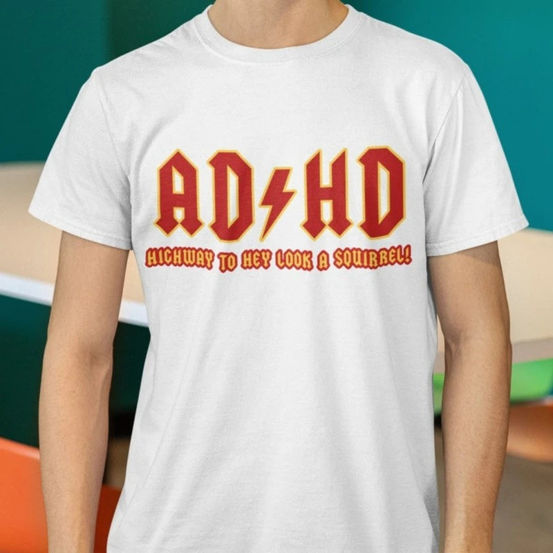 ADHD Highway To Hey Look A Squirrel เสื้อยืดลายกราฟิกตลก แนว Neurodiverse Heavy Metal Rock ของขวัญสุ