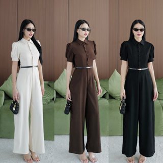 ❣️ #5881 EVE จั้มยาวแขนตุ๊กตากระดุมหน้า+เข็มขัดงานเรียบ แต่ส…