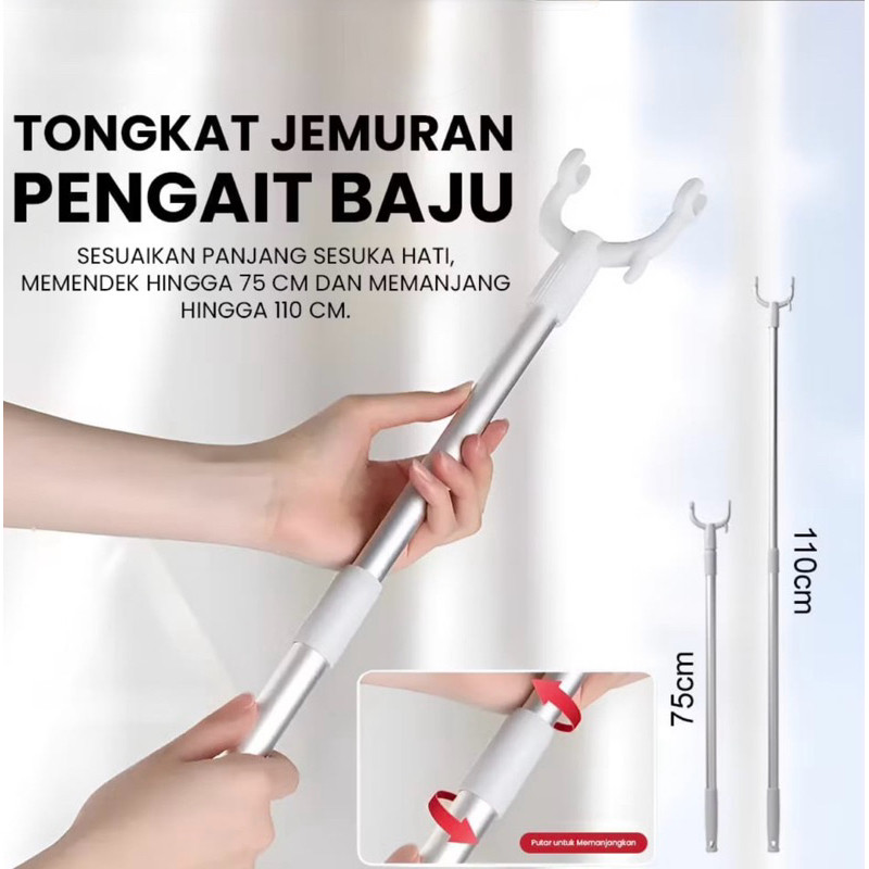 GANTUNGAN Clothesline Rod ตะขอแขวนเสื้อผ้า ราวแขวนผ้า UM ราวแขวนปรับได้ / ไม้แขวนเสื้อ Pole Shop Dis