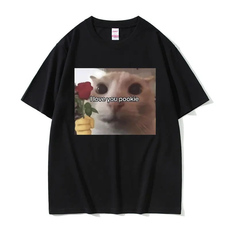 KEMEJA Pookie Funny I Love You น่ารักชายเสื้อ Kwaii Joke Humor Meme Casual เสื้อยืดผู้ชายขนาด