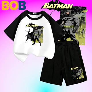BOB [พร้อมส่ง] ชุดเด็กชาย Batman แบทแมน ชุดเซ็ตฮิต เสื้อแขนสั้น ผ้ามิกซ์คอตตอน ลายสกรีนชัดเจน ใส่เท่ห์