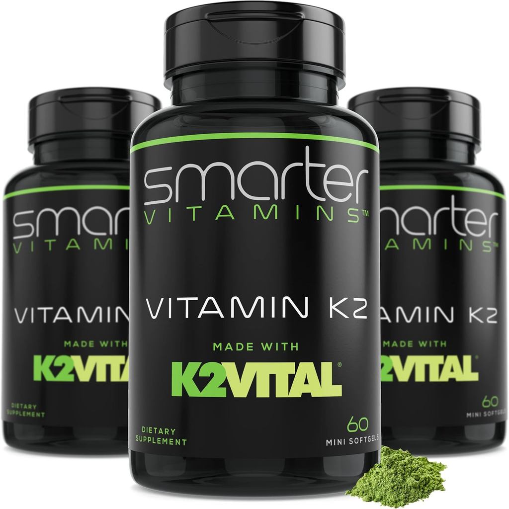 (3 แพ็ค) arter Vitamin K2 MK7 100mcg, Made with K2VITAL and Kale, 180 ซอฟท์เจลเหลว