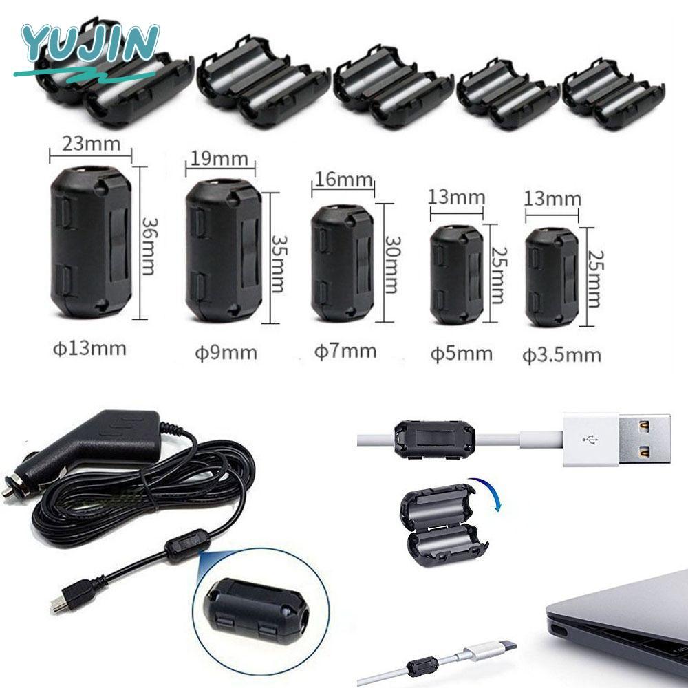 YUJIN Choke Coil EMI RFI Noise, Snap Type Anti-interfiration Ring Core Ferrite Bead Clamp, สีดําสาย 