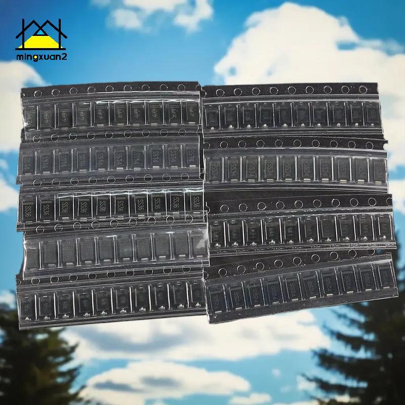 Mingxuan2 90 ชิ้น 9 ค่าวงจรเรียงกระแสไดโอด Schottky SMD ไดโอดชุด 1N4007 1N4001 1N4004 SS14 SS16 SS24