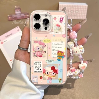 เคสไอโฟน 17 11 การ์ตูนโบว์โบว์สีชมพูคิตตี้กระต่ายแมว สำหรับ IPhone 13 14 15 11 16 12 Pro Max 15 16 12 11 Pro 16 15 Plus