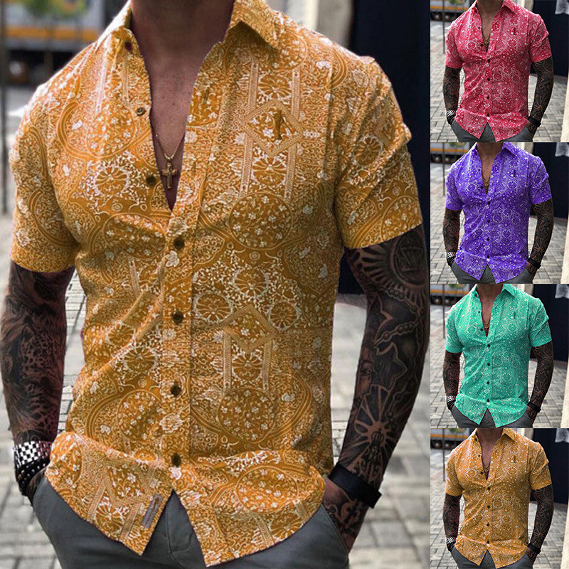 男士沙滩衬衫D数码短袖衬衫海边夏威夷宽松 男士衬衫Men's Beach Shirt D Digital Short Sleeve Shirt Seasidebzwdkg12345零食旗舰店20260