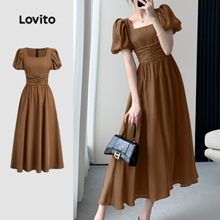 Lovito ชุดกระโปรงพลีทสำหรับสุภาพสตรี เบาและสบาย สำหรับฤดูใบไ…